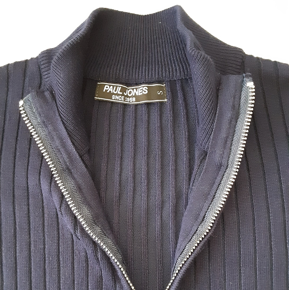 Men's Classic Navy Zip-Up Sweater - Picture 4 of 9